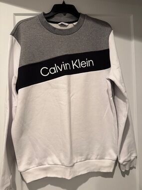 Calvin Klein Men’s Grey/Black/White Colorblock Crewneck Sweatshirt